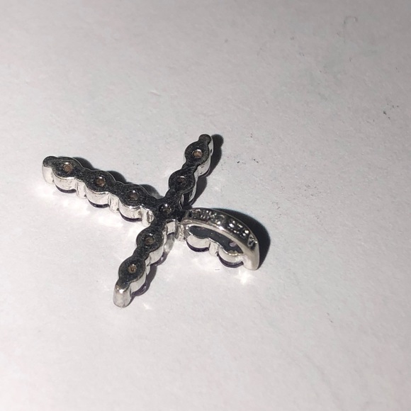 Vintage Solid 925 Sterling Silver Amethyst Cross Pendant - Picture 4 of 6